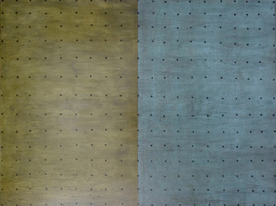 Werk von Rahel Müller "Mondinnen" aus dem Jahr 2018. Pigmente, Graphit und Lack / Leinwand, 90cm x 120cm